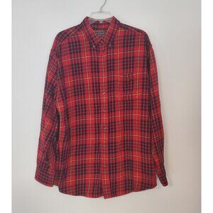 David Taylor Flannel‎ Shirt Red Tartan Plaid Warm Medium Weight Large EUC